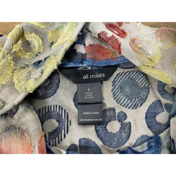 Ali Miles Embroidered Tunic Top Small Rainbow Wearable Art Boho - Picture 3 of 12